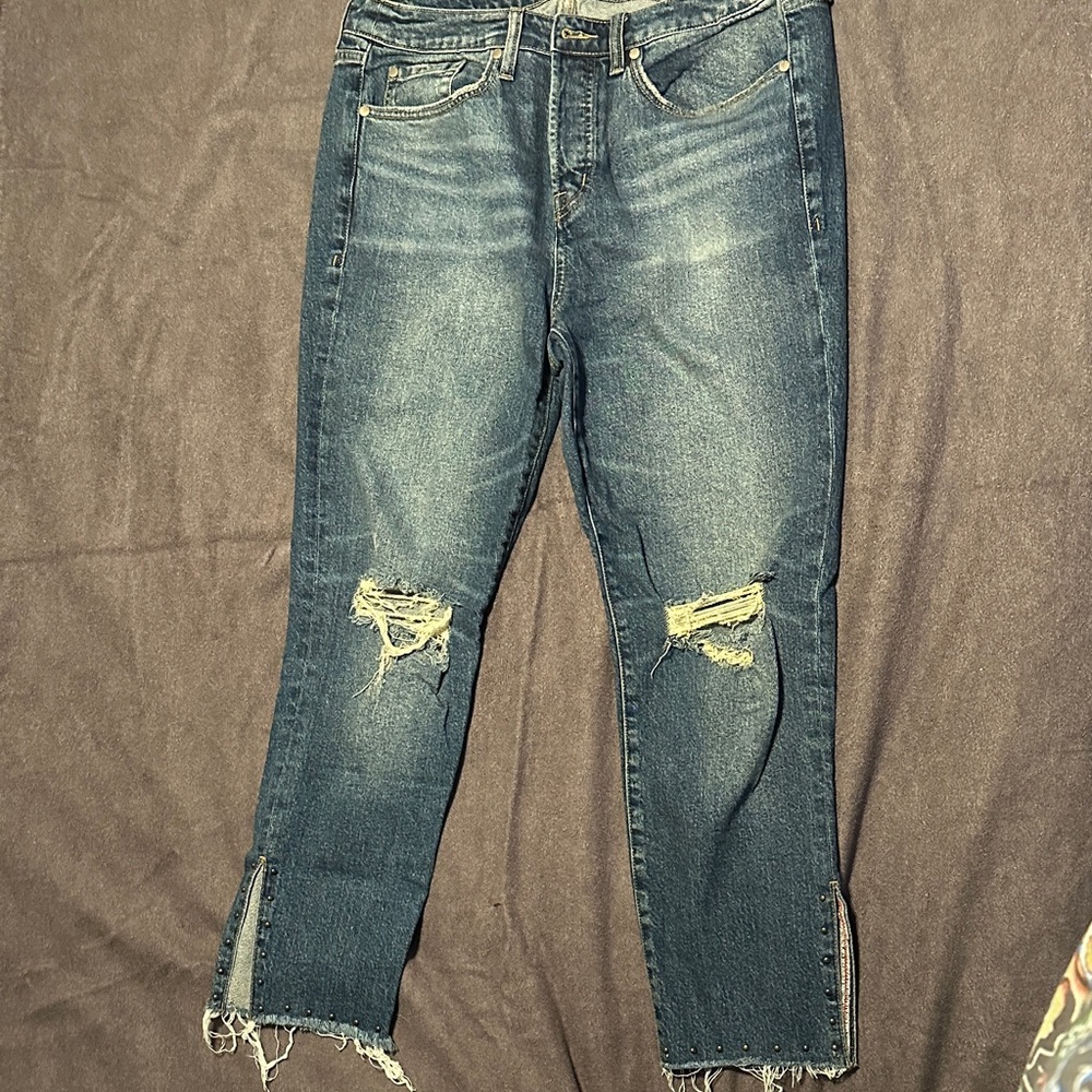 Torrid Women's Distressed Blue Cropped Jeans